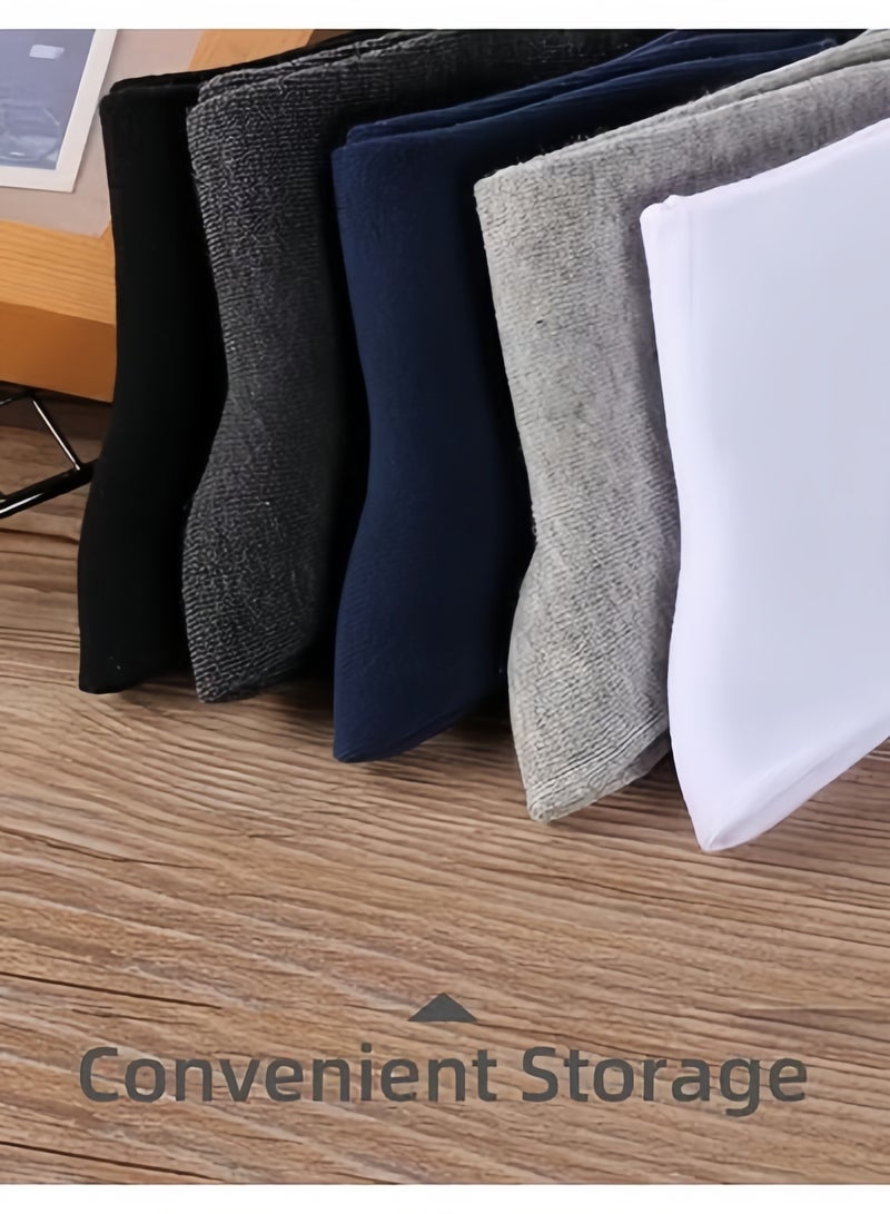 Lesha 5 Pairs Men's 100 % Cotton Crew Socks - Comfortable, Durable, Mid - Calf, Moisture Wicking Breathable Socks, Dress Socks for Business and Casual - Image 3